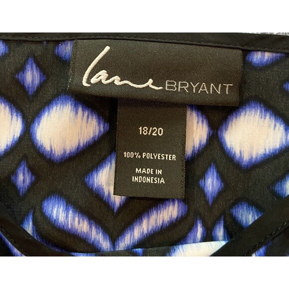 Lane Bryant 18 20 Dress Sleeveless Asymmetrical Hem Blue Chiffon - Picture 3 of 8